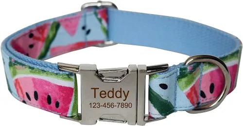 Vista 6 de Collares personalizados para cachorros, mascotas pequeñas, medianas y grandes con nombre y número de teléfono grabados (S, azul)
