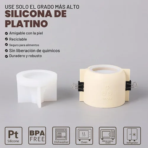 Vista 3 de Boowan Nicole Carousel - Moldes de silicona para tarro de vela de cemento de concreto con lata de vela de 6 onzas, almacenamiento de bricolaje