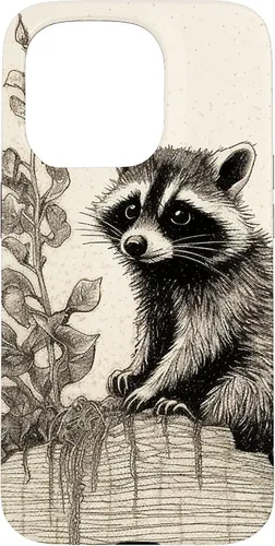 Vista 14 de Minimalistic Plant Draw Racoon Case for iPhone 17