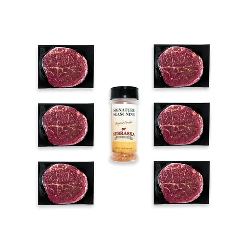 Vista 6 de Nebraska Star Beef Prestige Steaks - 6 paquetes con condimento (filetes de 6 a 5 onzas)