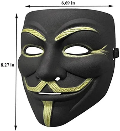 Vista 2 de Máscara V para vendetta - Máscara de fiesta anónimo de Guy Fawkes para cosplay