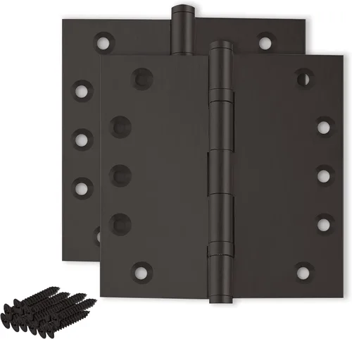 Vista 24 de Bisagra de puerta de latón macizo, rodamiento de bolas resistente, 5 x 5 pulgadas, juego de 2 bisagras (latón antiguo)