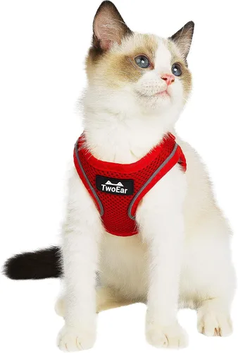 Vista 21 de TwoEar Arnés de gato a prueba de escape, suave chaleco ajustable para perro, de malla transpirable, chaqueta reflectante de fácil control para Negro