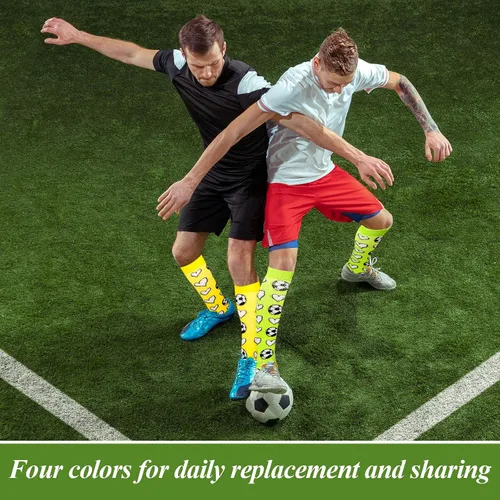 Vista 7 de 4 pares de calcetines de fútbol para jóvenes, calcetines deportivos novedosos para fútbol, fútbol, calcetines de compresión, regalo para hombres