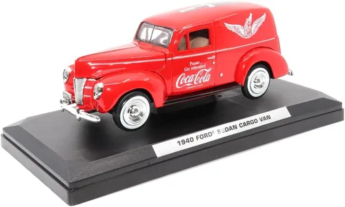 Vista 9 de Motor city classics Coca-Cola Diecast coleccionable Furgoneta Ford Delivery 1940 con enfriador Modelo a escala 1:24 fundido a presión 424195