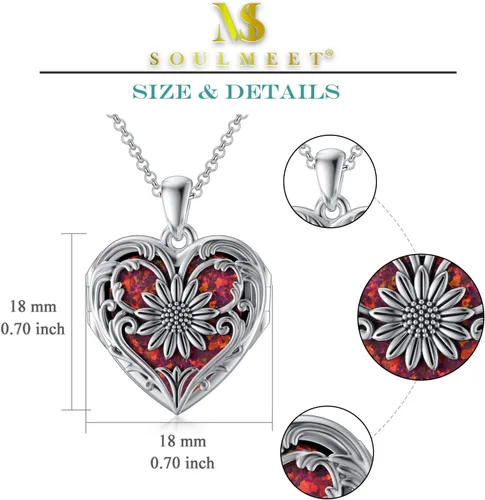 Vista 5 de SOULMEET Collar con medallón de plata de ley que sostiene fotos para mantener a alguien cerca de ti, medallón personalizado, joyería personalizada