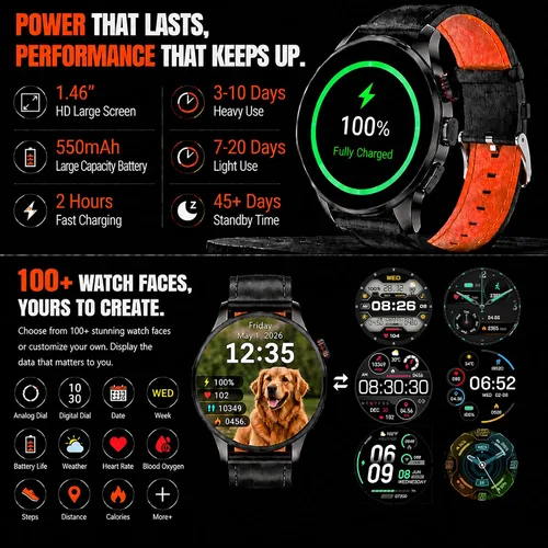 Vista 9 de Smart Watch for Men with GPS, 1.46"AI Smartwatch, BT Call/Text Reply