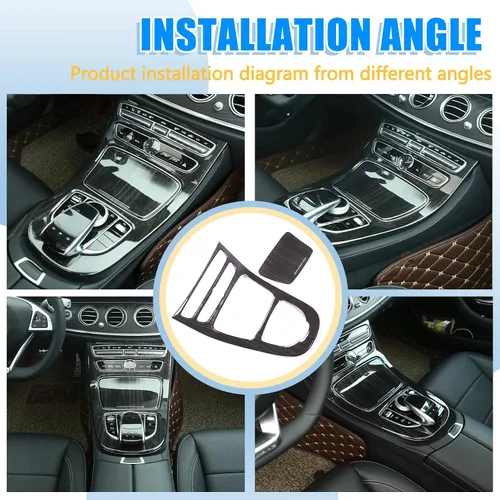 Vista 8 de Cubierta del panel de la caja de cambios de la consola central compatible con Mercedes Benz Clase E W213 2016 2017 2018, estilo fibra de carbono
