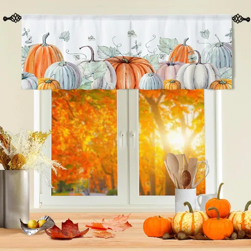 Vista 20 de Cortina de eucalipto negro y gris, cenefa para tratamiento de ventana, estilo bohemio, rústico, floral, bolsillo para barra, cortinas de ventana