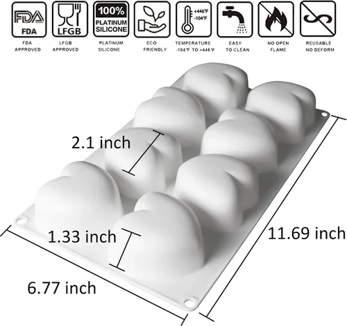 Vista 2 de OCPO KITCHEN Moldes de silicona con forma de corazón 3D para hornear pasteles de mousse, molde de silicona 3D para dulces, pastelería, chocolate