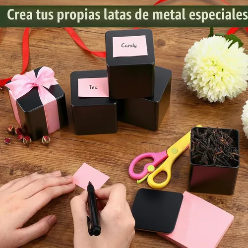 Vista 5 de Suclain 50 latas de té de metal con tapa hermética para té suelto, negro, 8