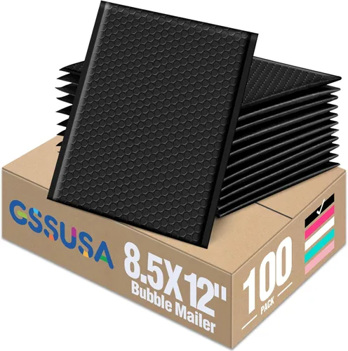 Vista 26 de GSSUSA Paquete de 100 sobres de burbujas negras de 4 x 8 y 6 x 10 pulgadas Negro
