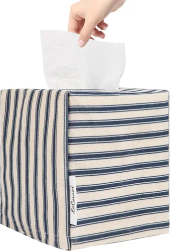 Vista 9 de Funda para caja de pañuelos, soporte cuadrado para caja de pañuelos de tela, elegante almacenamiento de papel higiénico, organizador moderno