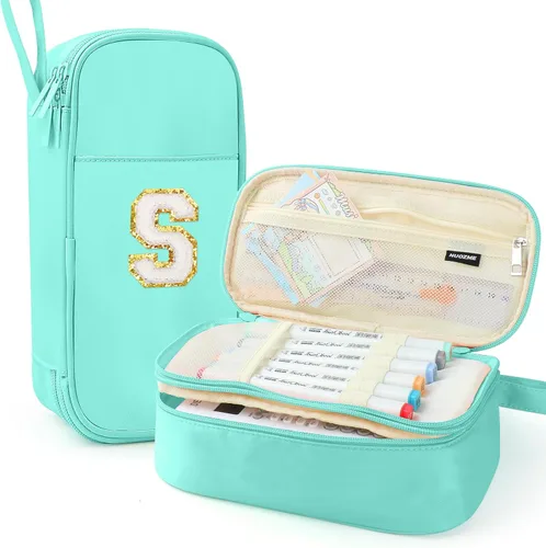 Vista 54 de Estuche Grande para Lápices, Bolsa de Lápices de Gran Capacidad, Bolsa de Lápices Personalizada con Inicial con Cremallera Suave, Múltiples