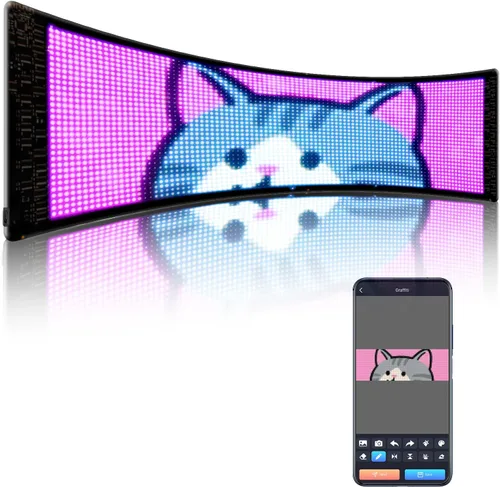 Vista 9 de Leadleds Panel de matriz LED programable Bluetooth de 5 V, tablero de mensajes de desplazamiento flexible alimentado por USB con texto y animación