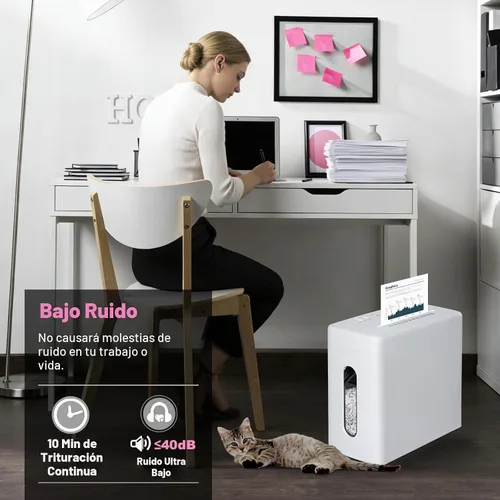 Vista 2 de Wingwise Trituradora de papel de 40dB de ruido ultra bajo para la oficina Blanco