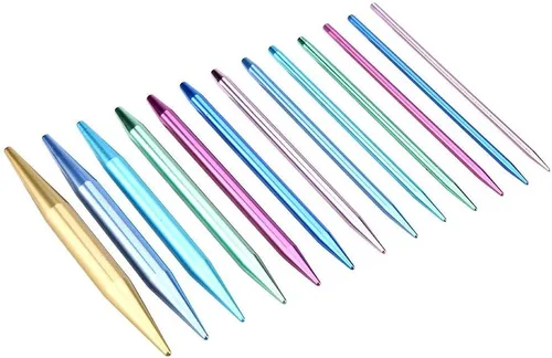 Vista 7 de Juego de agujas de tejer, juego de agujas intercambiables, juego de agujas de tejer circulares de aluminio colorido conjunto de anillos