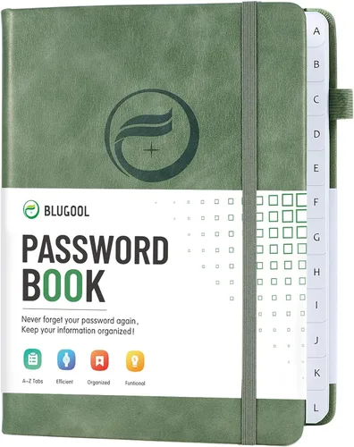 Vista 13 de Libro de contraseñas con pestañas alfabéticas, protector de contraseñas de tapa dura, organizador de cuaderno de contraseñas para computadora e