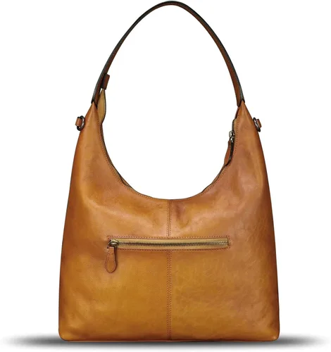 Vista 3 de Bolso Hobo de cuero genuino para mujer, bolso cruzado vintage, bolso de hombro, bolso de mano