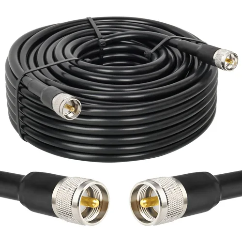 Vista 9 de MOOKEERF Cable coaxial CB - RG213 UHF macho a macho 50 pies de baja pérdida RG-213 UHF Cable para radioaficionado/radio VHF/medidor SWR/analizador