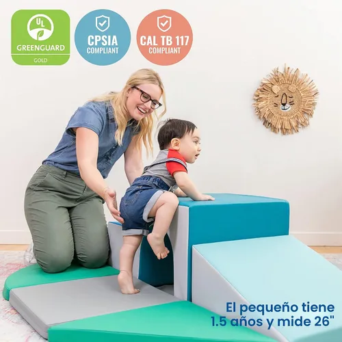Vista 5 de ECR4Kids SoftZone Lincoln - Escalador de túneles para niños, contemporáneo