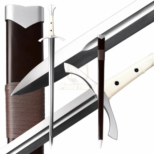 Vista 10 de Fidestisan Espada Medieval Claymore de 45 pulgadas Hecha a Mano Espadas Largas Reales Hoja Negra de Espiga Completa Autoensamblaje Desmontable