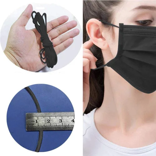 Vista 4 de Bandas elásticas de 1/8 pulgadas para coser - Cuerda elástica para máscaras, 100 yardas Negro