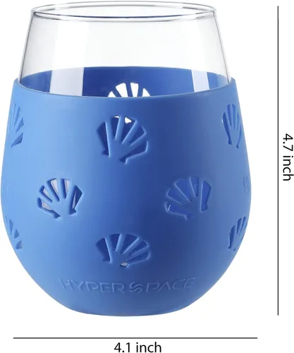 Vista 2 de Hyperspace Copa de vino sin tallo de 20 onzas, vaso para bebidas con funda protectora de silicona (carcasa azul y púrpura)