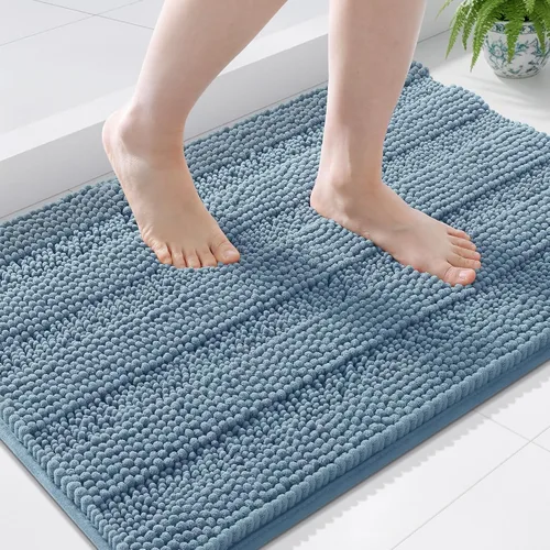 Vista 175 de Grandaily Alfombras de baño de felpilla a rayas de 24 x 16 pulgadas, extra gruesas y suaves, absorbentes, parte trasera de goma, alfombra de ducha