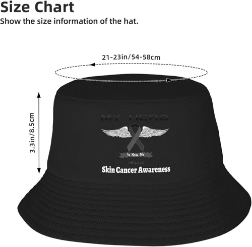 Vista 2 de My Hero is Now My Angel Skin Cancer Awareness Bucket Hats Double-Woven for WomenMen Adult Fisherman's Hat Sun Cap Packable Outdoor Fisherman Hat