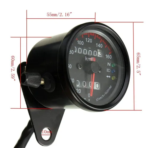 Vista 2 de Walfront Medidor universal del velocímetro del odómetro de la motocicleta con el indicador, medidor de velocidad para la motocicleta, instrumento