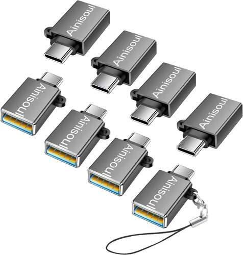 Vista 10 de Adaptador USBC a USB, paquete de 4, adaptador USB C a A, conector USB C macho a USB hembra, convertidor de cable USB OTG para iPhone 16 15, MacBook