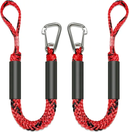 Vista 10 de Líneas de defensa de 2.5 pies, 2 piezas, líneas elásticas premium para barco con clip de acero inoxidable 316 para parachoques de barco/defensa