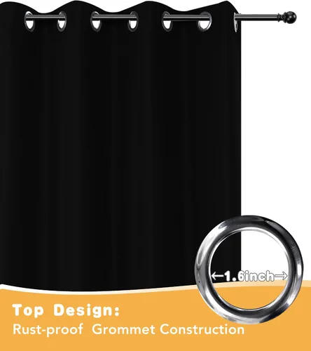 Vista 4 de HolidayIdeas Cortinas impermeables para patio, 4 paneles, 54 x 84 pulgadas, protección de privacidad y filtrado de luz, cortinas exteriores con Negro