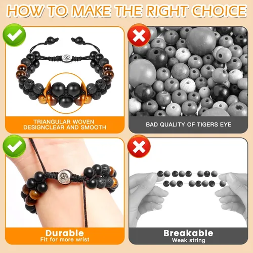 Vista 21 de Triple Protection Bracelet - for Protect & Balance - Energy Crystal Handmade Bracelets for Men Women