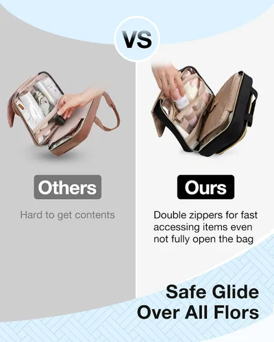 Vista 4 de BAGSMART Neceser de viaje colgante con organizador de maquillaje aprobado por la TSA, bolsa cosmética transparente para artículos de aseo personal