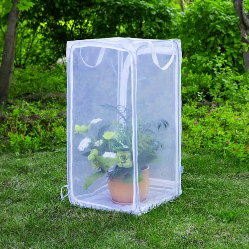 Vista 3 de Jaula grande de mariposa monarca de 30 pulgadas, hábitat de malla plegable resistente con protector de cremallera, recinto desplegable al aire libre