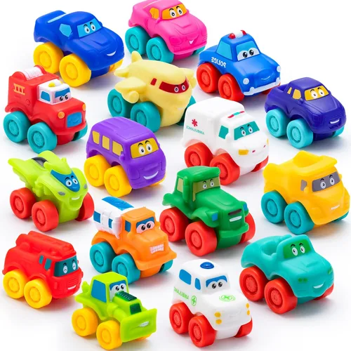 Vista 9 de JOYIN Coches de Animales, Juguete de Set de Coches de Goma Suave, Mini Vehículos para Bebés, Coche de Juguete de Baño para Niños y Niñas, Regalo
