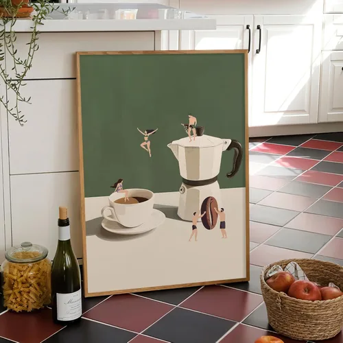 Vista 5 de ZHGYGBN Arte de pared de cocina, póster abstracto vintage de cocina, imagen de restaurante, lienzo divertido de café, ideas de arte de pared, regalo