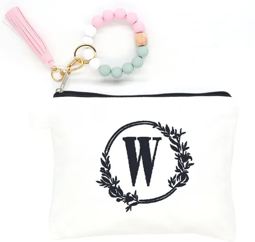 Vista 7 de Bolsa de cosméticos con combinación de letras bordadas, bolsa de regalo personalizada, adecuada para bodas, cumpleaños, vacaciones, es un gran