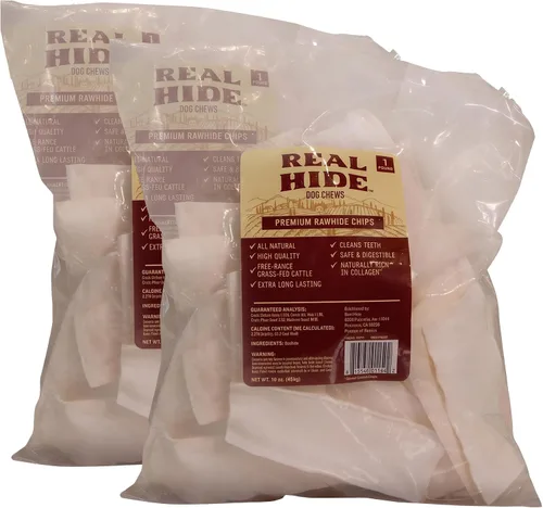 Vista 8 de Real Hide All Natural Dog Chew Treats Rawhide Chips 1 Pound