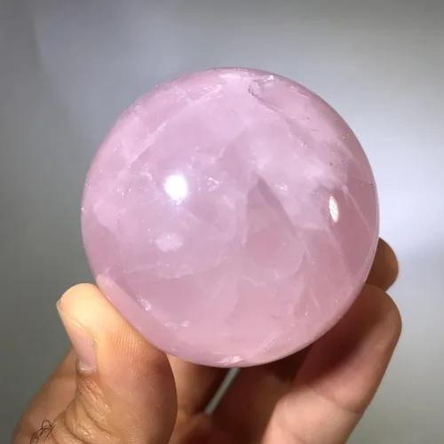 Vista 4 de Bolas Baoding de cuarzo rosa de 1.4 pulgadas, bolas pequeñas de cristal rosa curativo para el estrés, bolas de mano para terapia de manos, alivio