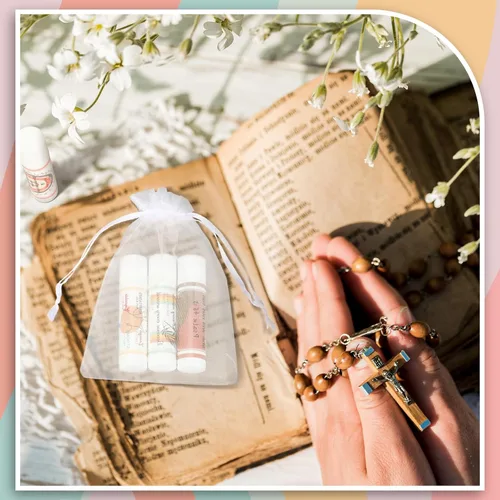 Vista 6 de Paquete de 50 regalos religiosos cristianos a granel para mujeres y hombres, bálsamos labiales religiosos, recuerdos de fiesta de la iglesia