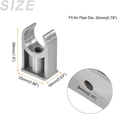 Vista 2 de METALLIXITY Clips de tubería de agua de PVC (0.79 pulgadas), 20 unidades, abrazaderas de plástico en forma de U con tornillos, para manguera