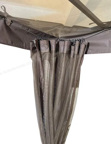 Vista 7 de Mosquitera de repuesto para pérgola de techo plano, malla para insectos (8 pies x 10 pies, marrón)