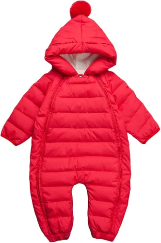 Vista 2 de famuka Traje de nieve cálido de invierno para bebé color sólido con capucha para exteriores