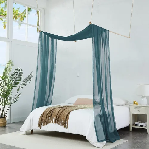 Vista 11 de Warm Home Designs Cortinas de Dosel de Cama Beige de 55 x 144 Pulgadas. Nuestras Cortinas de Cama con Dosel Individual Funcionan Muy Bien como Dosel