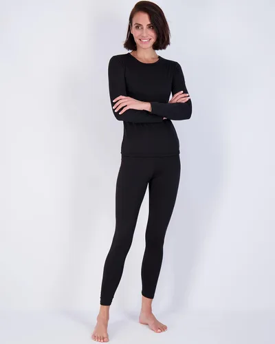 Vista 3 de Conjunto de ropa interior térmica para mujer, ropa interior térmica para mujer, parte superior e inferior con forro polar