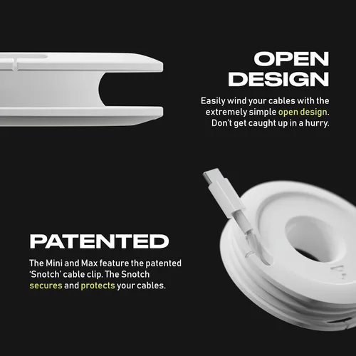 Vista 5 de Enrollador lateral Mini y Max de auriculares, auriculares y cable de carga enrollador y organizador perfecto para envolver auriculares y cables