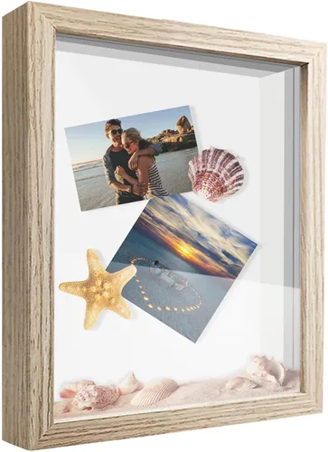 Vista 20 de Marco expositor 4x6 tipo shadow box, de madera con plexiglás, caja expositora para objetos de interés, medallas, manualidades, entradas y fotos